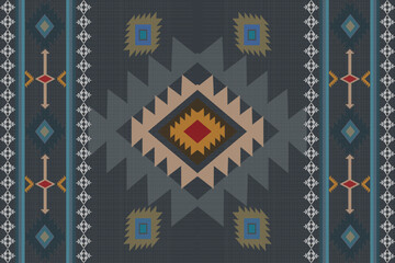 Navajo tribal vector seamless pattern. Native American ornament. Ethnic South Western decor style. Boho geometric ornament. Vector seamless pattern. Mexican blanket, rug. Woven carpet illustration