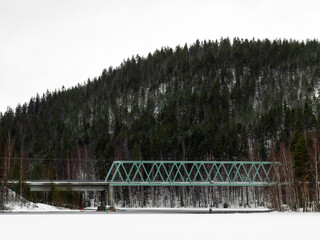 Vaajakoski , Naissaari train bridge in Winter.