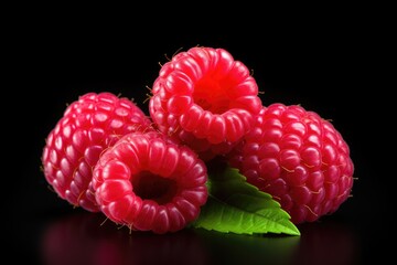 Raspberry on black background.