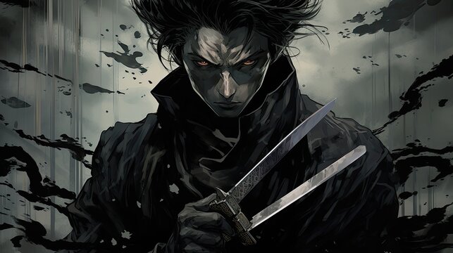 a anime character with swords in his hands