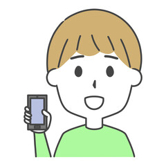 スマートフォンを持つ男性　上半身　イラスト