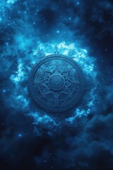 Obraz na płótnie Canvas Ethereal Zodiac Constellation Map Illuminated in Celestial Blue Hues