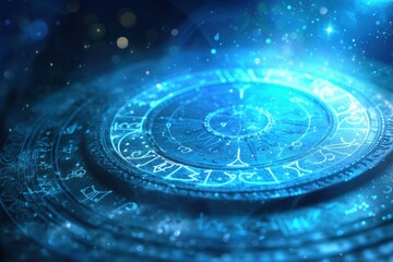 Fototapeta premium Ethereal Zodiac Constellation Map Illuminated in Celestial Blue Hues
