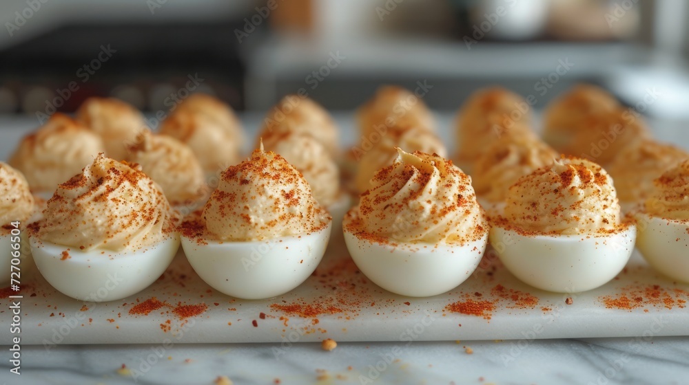 Sticker Healthy Deviled Eggs as an Appetizer with Paprika 