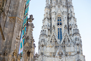 sagrada familia city. St. Vitus Cathedral in the center of Vienna. Austrian landmarks in the city...