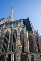 European architecture in Gothic style. A landmark and the main tourist center of Europe. Sculptures...