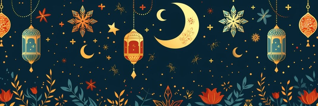 Ramadan Kareem seamless pattern background