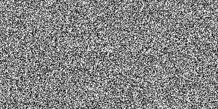 Seamless no signal transmission error black and white TV static noise pattern. Television screen or video game pixel glitch damage background texture. Retro analog grunge graphic transparent overlay.