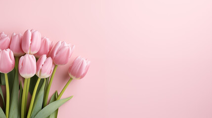 bouquet of tulips, pink tulips on a pink background, minimalism, tulips background, pink tulips wallpaper, spring flowers