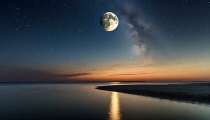 Naklejka na ściany i meble A Captivating Glimpse into the Enchanting Night Sky with moon