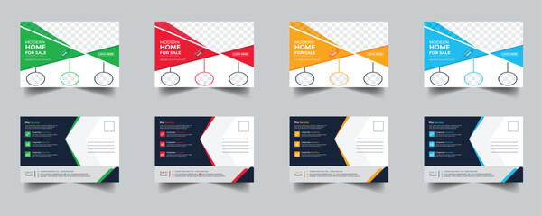 Modern Creative Corporate Business real estate home sale postcard design template, modern house for sale postcard layout template