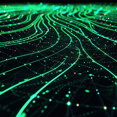 A neon-lit world with green lines over a black background, illustrating streaming energy and leaving glowing tracks, engaging wallpaper.
