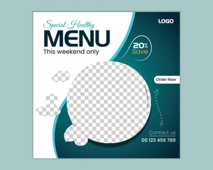 modern simple food social media design template.