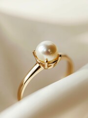 Golden ring with pearl.