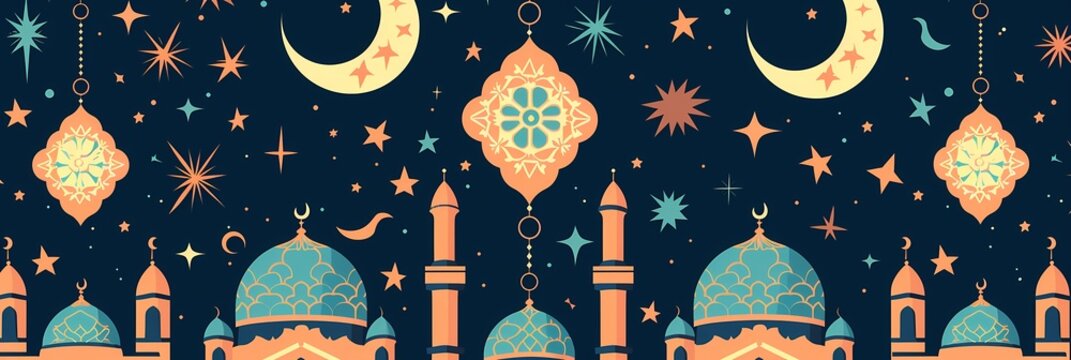 Ramadan Kareem seamless pattern background