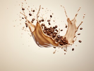 Coffee Splash in Isolation: A Dynamic and Artistic Vector Illustration with Grunge Texture and Vibrant Liquid Motion on a White Background