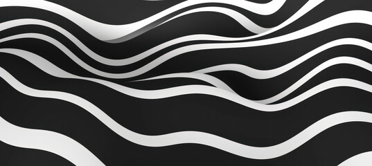 Minimalist Black and White Waves, Abstract Lines Background
