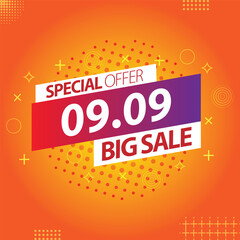 Sale banner template design 9.9  .  09.09 SPECIAL OFFER, MEGA SALE, FLASH SALE