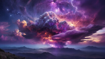 Amethyst radiance cloud forming a celestial presence, adding a touch of cosmic beauty to the environment. 