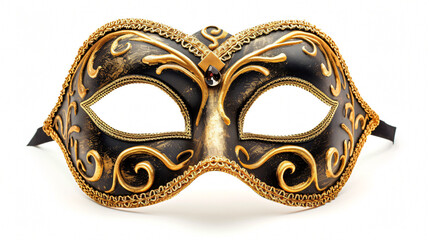 A striking opera carnival mask, with exquisite details and vibrant colors, stands out against a clean white background. Perfect for adding an air of mystery and elegance to any project or de