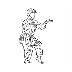 line art silhouette vector karate technique pos logo icon