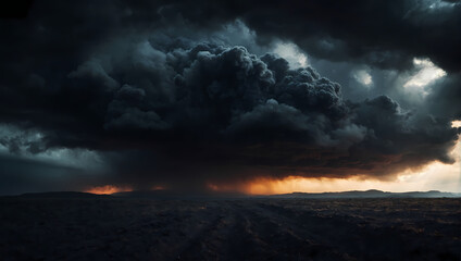 Deep abyssal black cloud drifting along the ground, creating an atmospheric scene with a touch of darkness. 