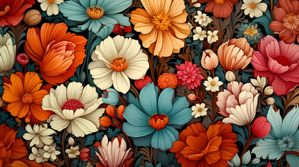 Fototapeta premium Seamless flower background, colorful flower background