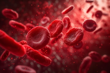 Fototapeta premium Blood red cells flowing through vein, Human red blood cells, Concept for medical health care.