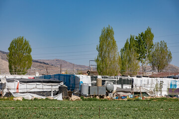 Naklejka premium Syrian refugee camp in the Beqaa, Lebanon