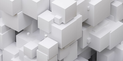 Group of Stacked White Cubes 3d render illustration