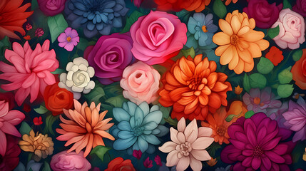 Seamless flower background, colorful flower background