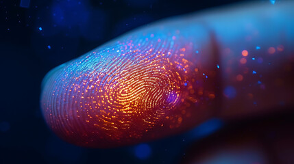 Shot close up of a finger with unique fingerprint digital scanning - obrazy, fototapety, plakaty