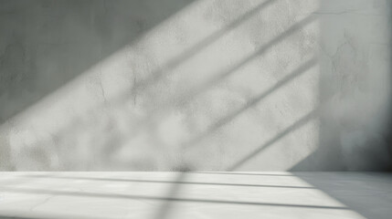 Grey wall with shadows. Geometric shadow on grey wall. Minimal interior background - obrazy, fototapety, plakaty