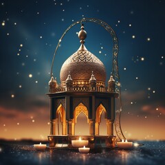 Free photo free photo Ramadan Kareem Eid Mubarak. mosque at night