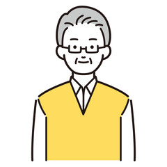 Obraz premium 正面を向いたおじいさんイラスト 