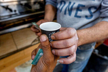 Fototapeta na wymiar Coffee shop on a street of Beirut, Lebanon
