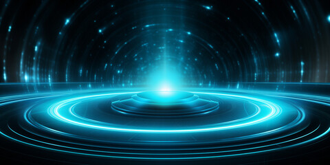 Fototapeta na wymiar Technology background with hitech digital data, Computer Animation Background, Abstract blue hologram circle. Shine ring
