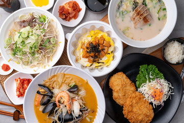 Pork cutlet, fried, pork, sirloin, tenderloin, Jeju meat, noodles, Yangji, rice noodles, nagasaki, jjamppong, Japanese food,