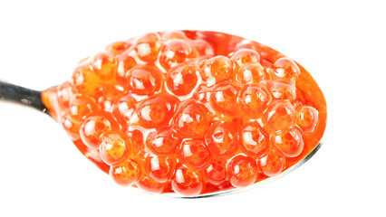 red caviar on a white background