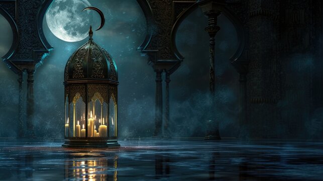 Eid al-fitr and the divine essence of Ramadan: a joyous Islamic Lent-Eid feast, inspired by Prophet Muhammad, illuminated by crescent moon, uniting families in prayer, tradition, festive spirituality