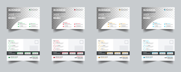 Modern Creative Corporate Business Conference Post Card Template, Vector Template for Opening Invitation Editable, Professional Business Postcard Design, Event Card Design, Invitation Design