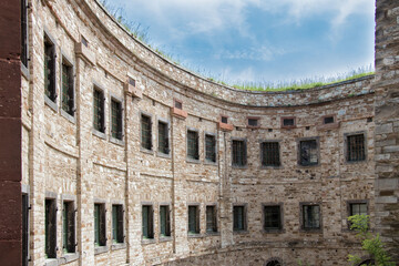 Obraz premium Stone wall of a castle from the historical Middle Ages