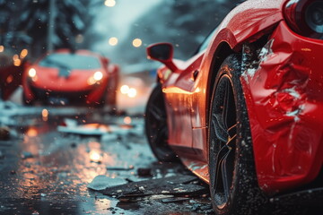 Supercar Damaged after car crash, Wrecked car, Supercar crash. Car collision.