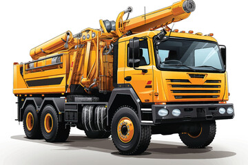 truck crane art design vector template power big truck yellow heavy hydraulic car cargo work industry