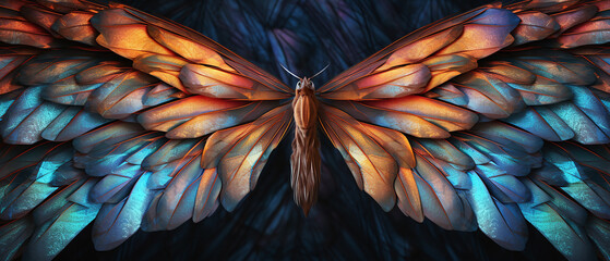 Close-up of insect wings, abstract background, insect wings pattern.