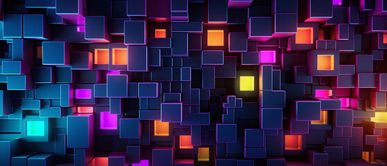 Abstract neon grids background, futuristic background.