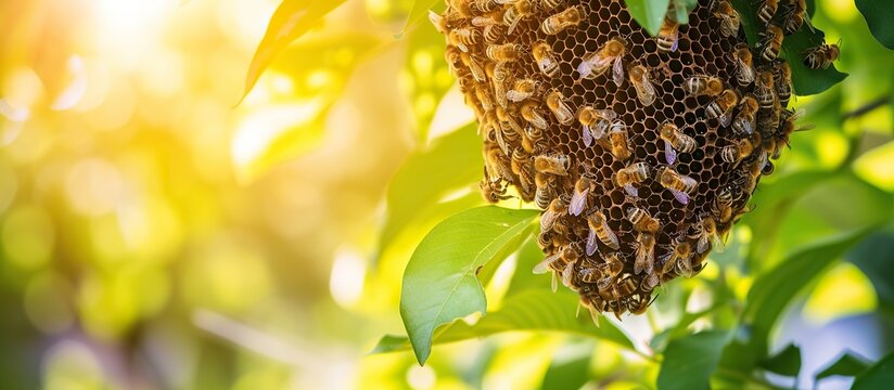 honey bee nest in a tree
