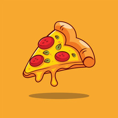 Free vector flying slice of pizza cartoon vector illustration - kawaii art. fast food concept isolated vector Illustration