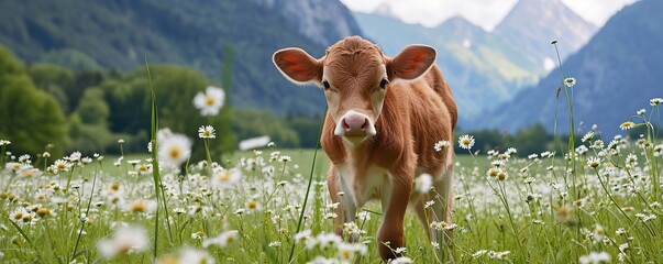 Cows in a pasture with a beautiful mountain backdrop