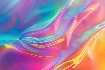 Fototapeta premium Holographic Neon background ,Colorful psychedelic Abstract. Pastel color waves for Background